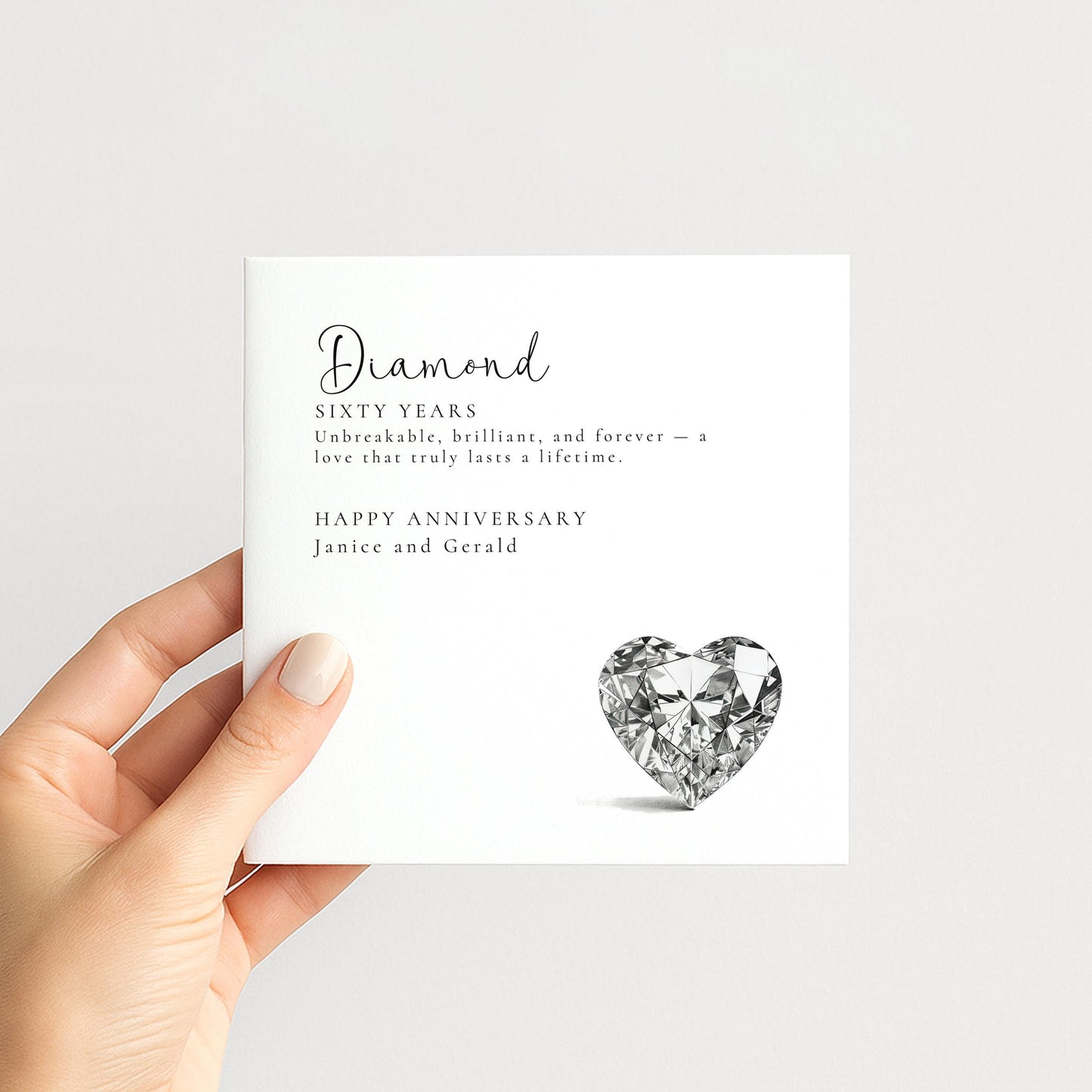 60th Wedding Anniversary Card – Elegant Diamond Anniversary Design With Personalisation
