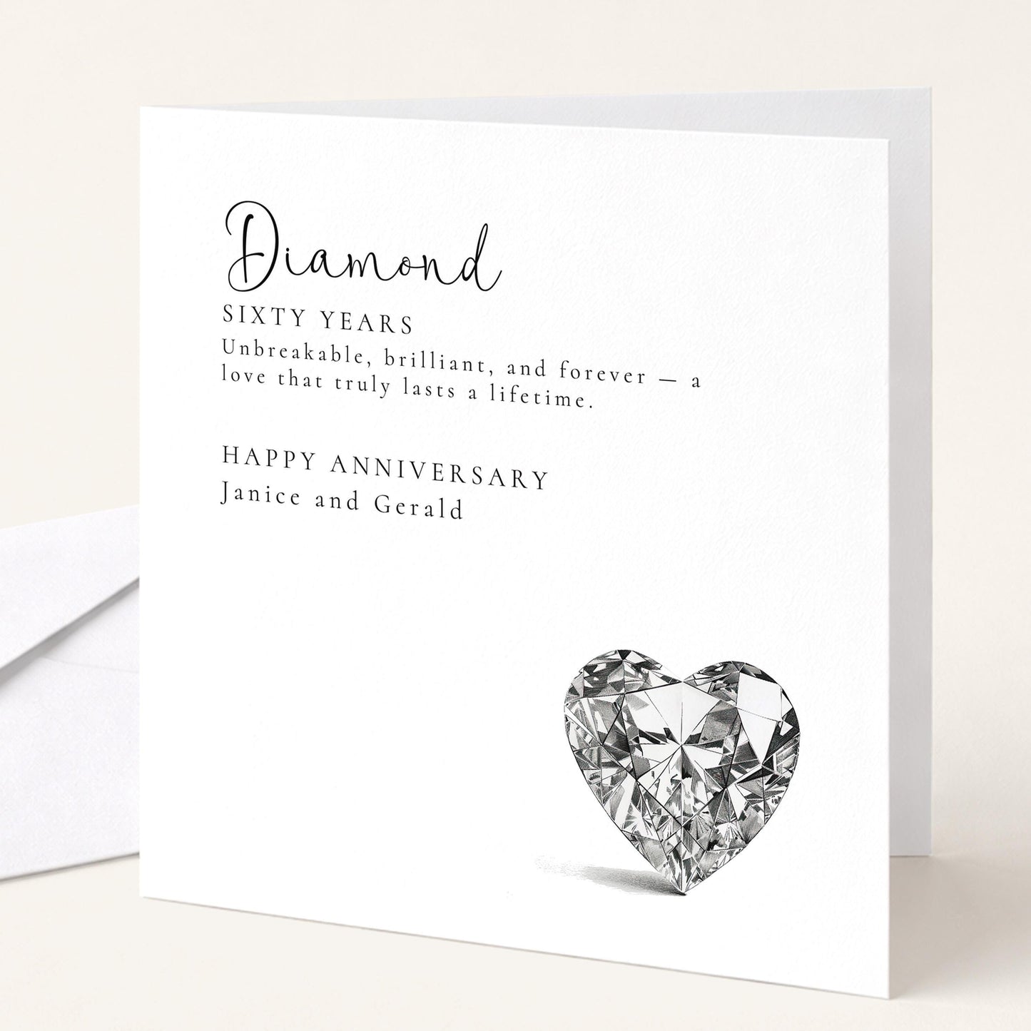 60th Wedding Anniversary Card – Elegant Diamond Anniversary Design With Personalisation