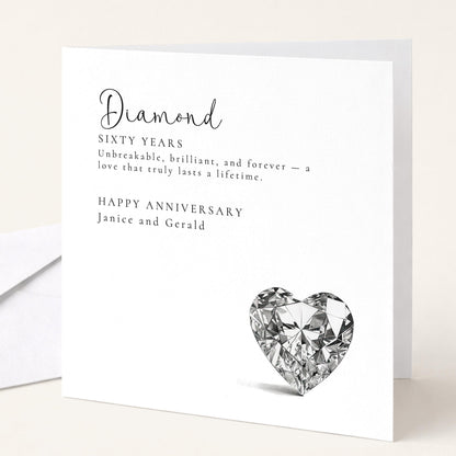 60th Wedding Anniversary Card – Elegant Diamond Anniversary Design With Personalisation