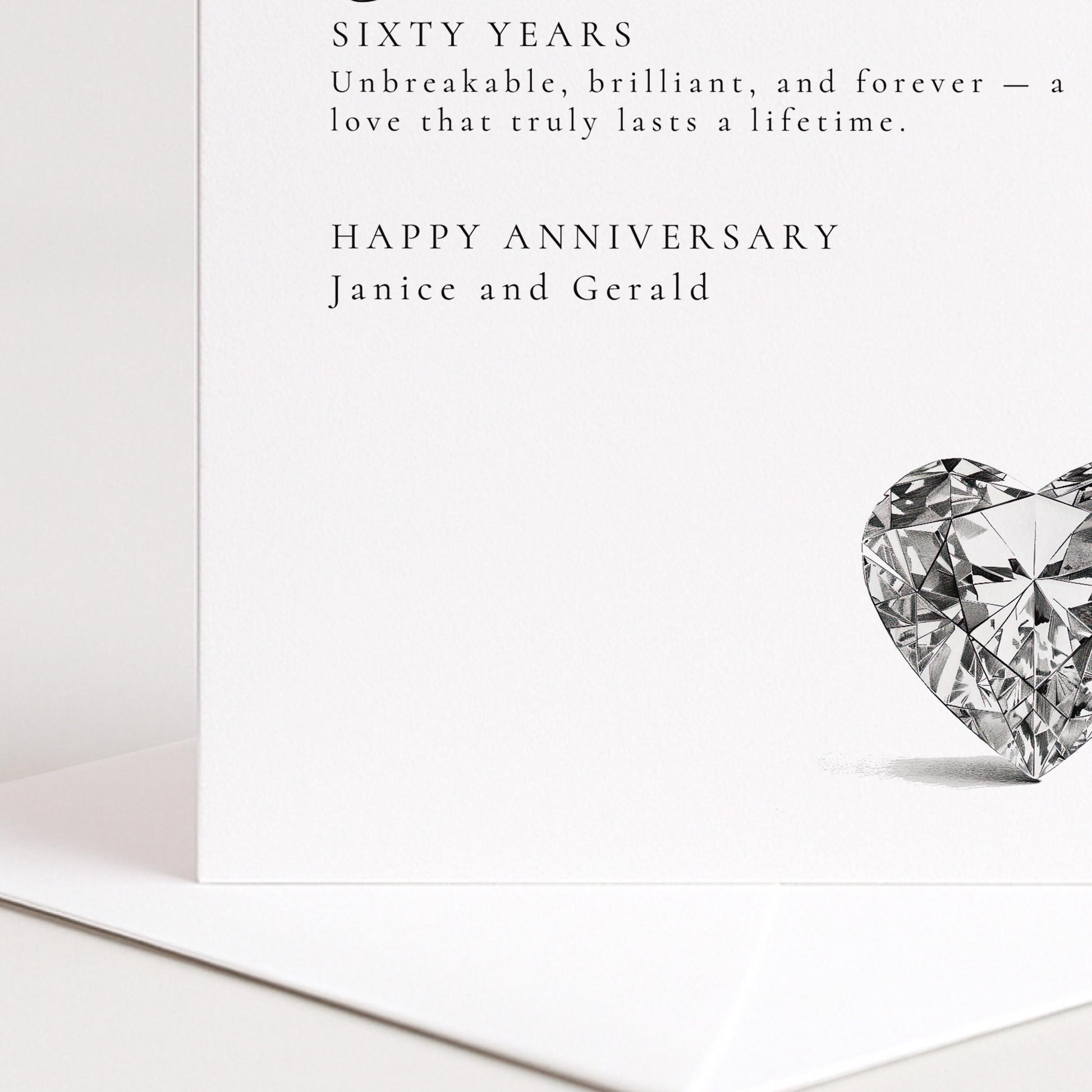 60th Wedding Anniversary Card – Elegant Diamond Anniversary Design With Personalisation