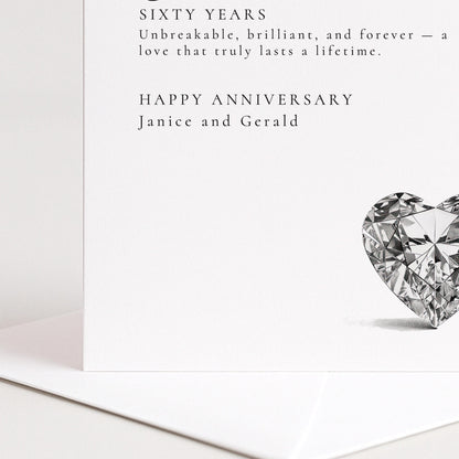 60th Wedding Anniversary Card – Elegant Diamond Anniversary Design With Personalisation