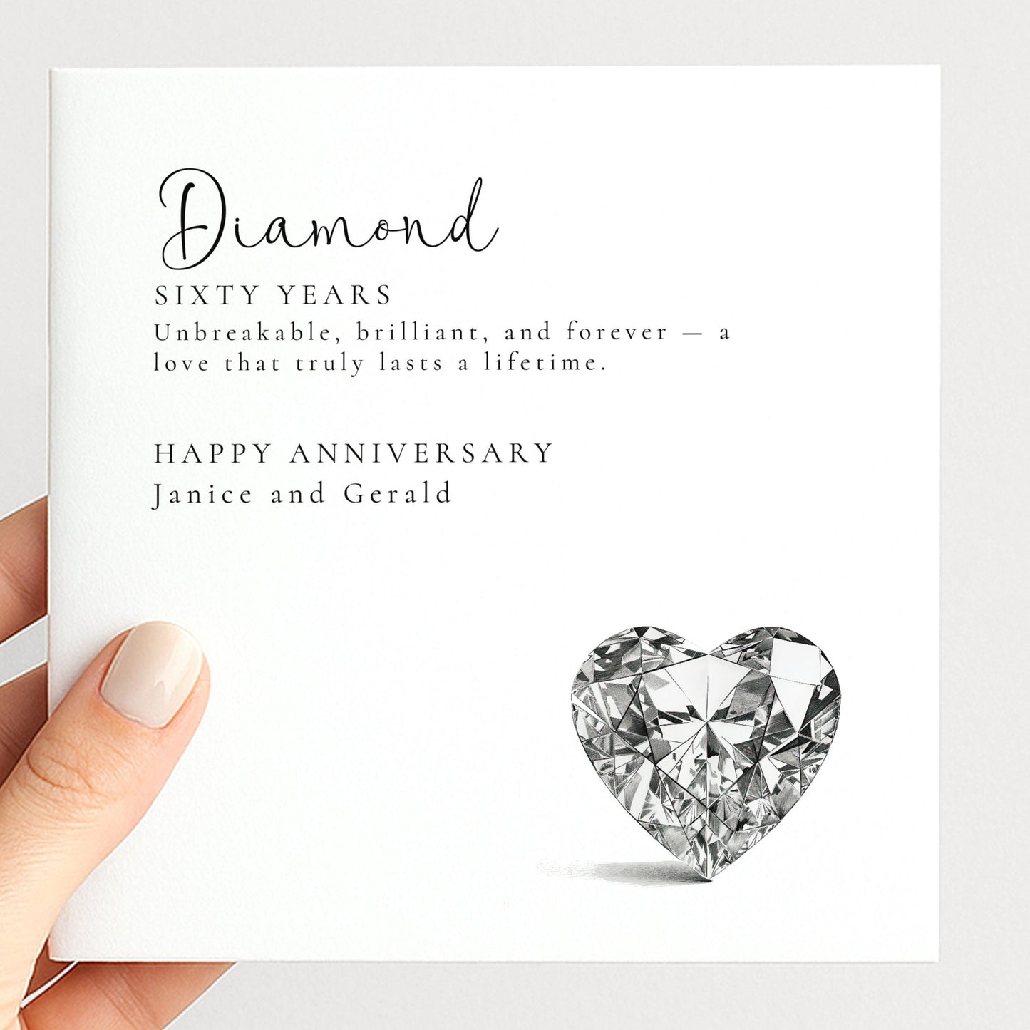 60th Wedding Anniversary Card – Elegant Diamond Anniversary Design With Personalisation
