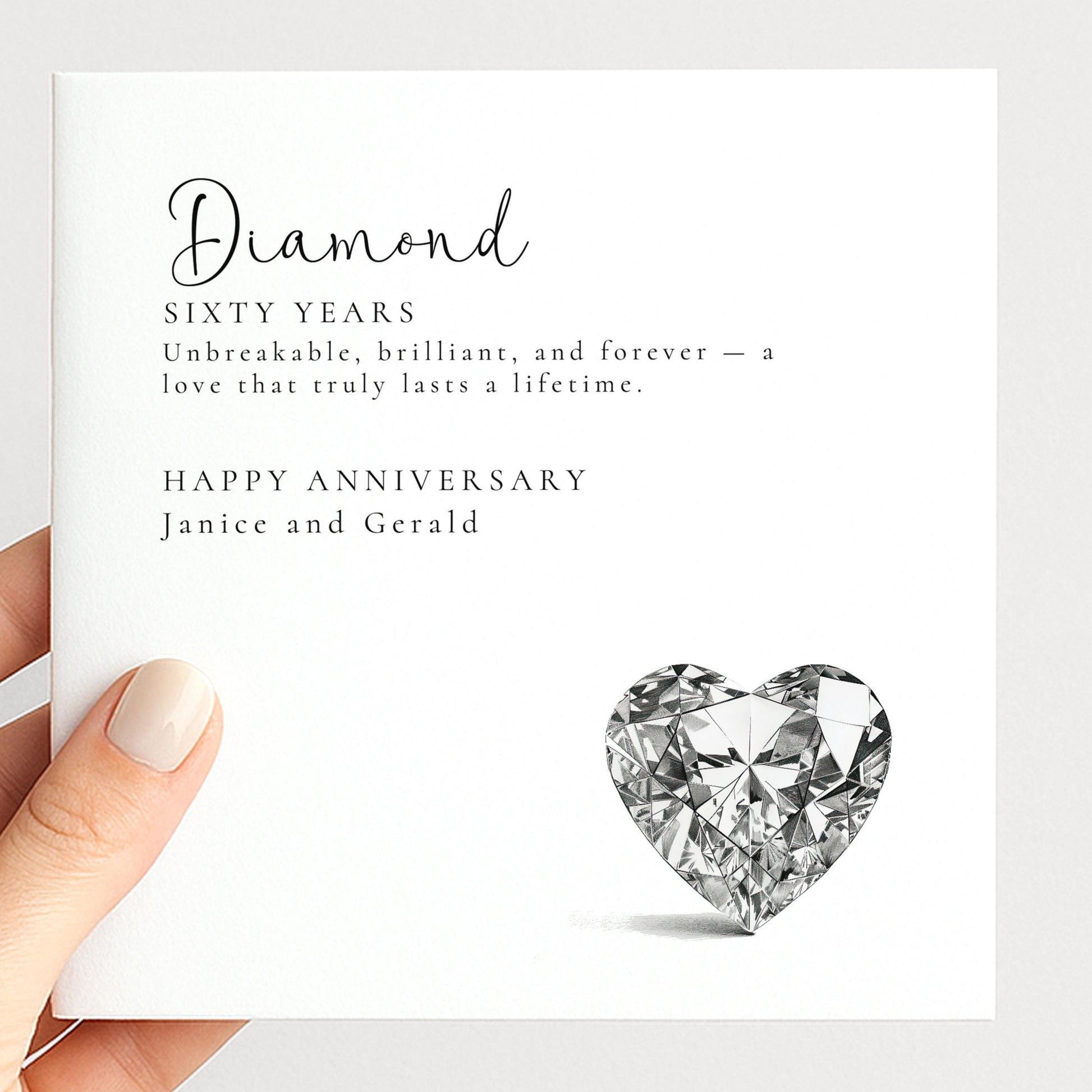 60th Wedding Anniversary Card – Elegant Diamond Anniversary Design With Personalisation