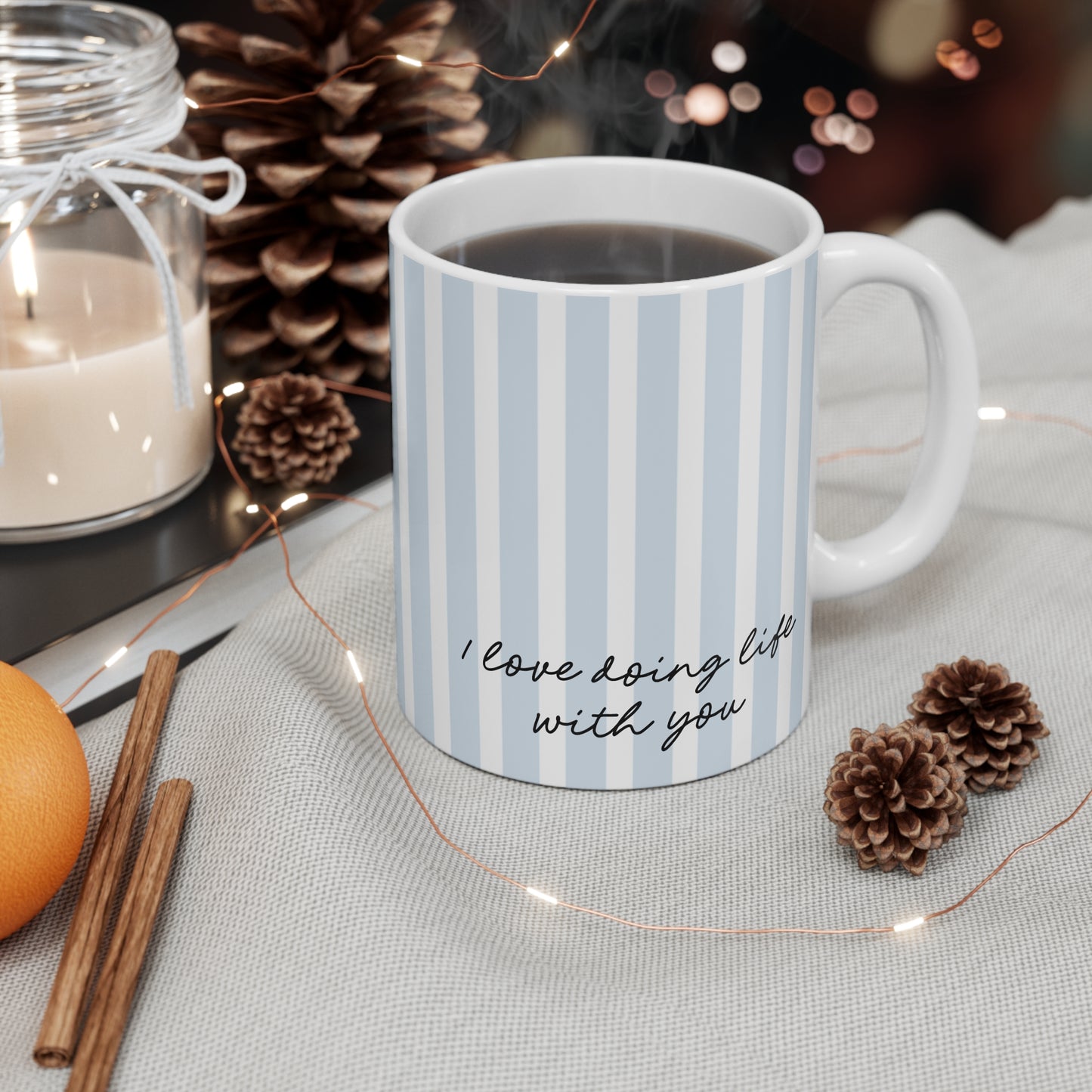 I Love Doing Life With You Personalised Mug - Blue