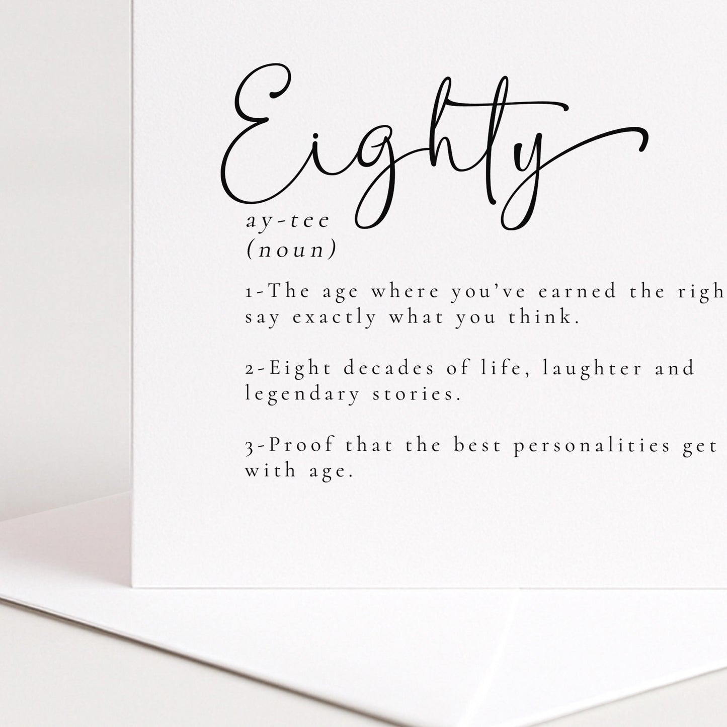 80th Birthday Card - Funny Milestone Celebration With Matte Finish & Envelope