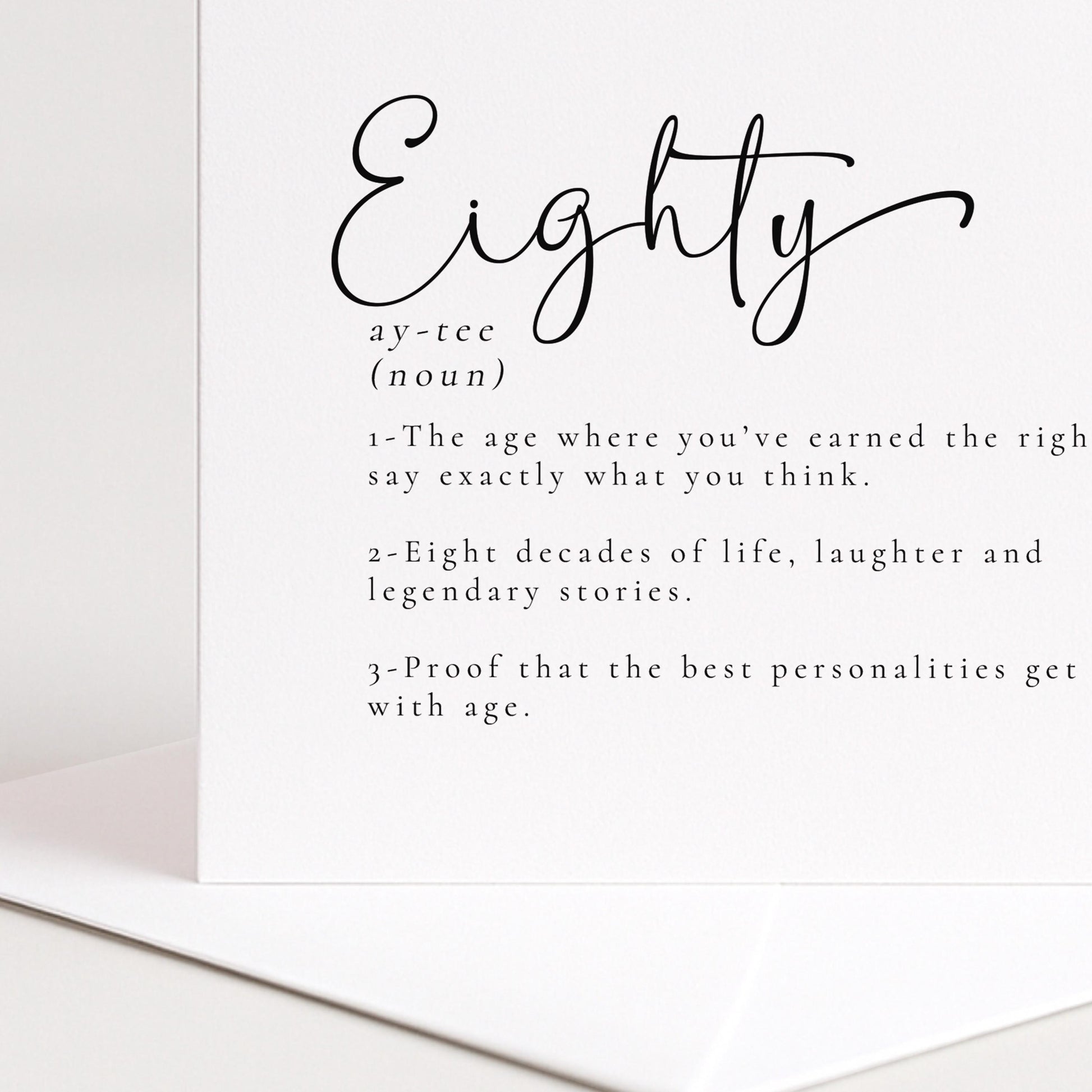 80th Birthday Card - Funny Milestone Celebration With Matte Finish & Envelope