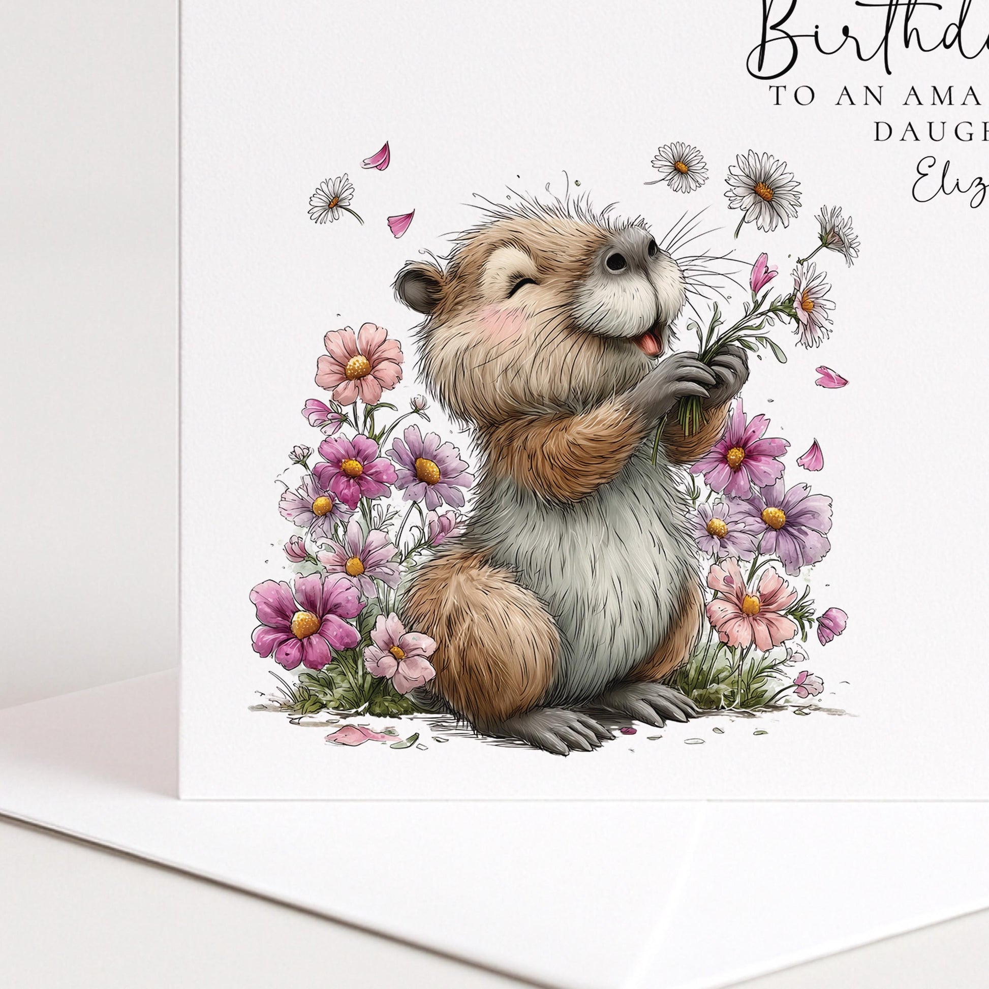 8th Birthday Card for Daughter Sweet Capybara