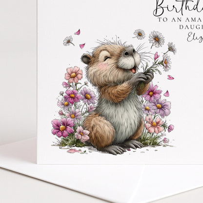 8th Birthday Card for Daughter Sweet Capybara