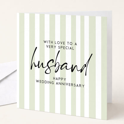 Anniversary Card Husband - Blue Stripe Personalised Romantic Greeting