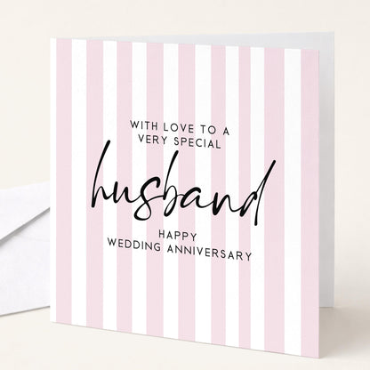 Anniversary Card Husband - Blue Stripe Personalised Romantic Greeting