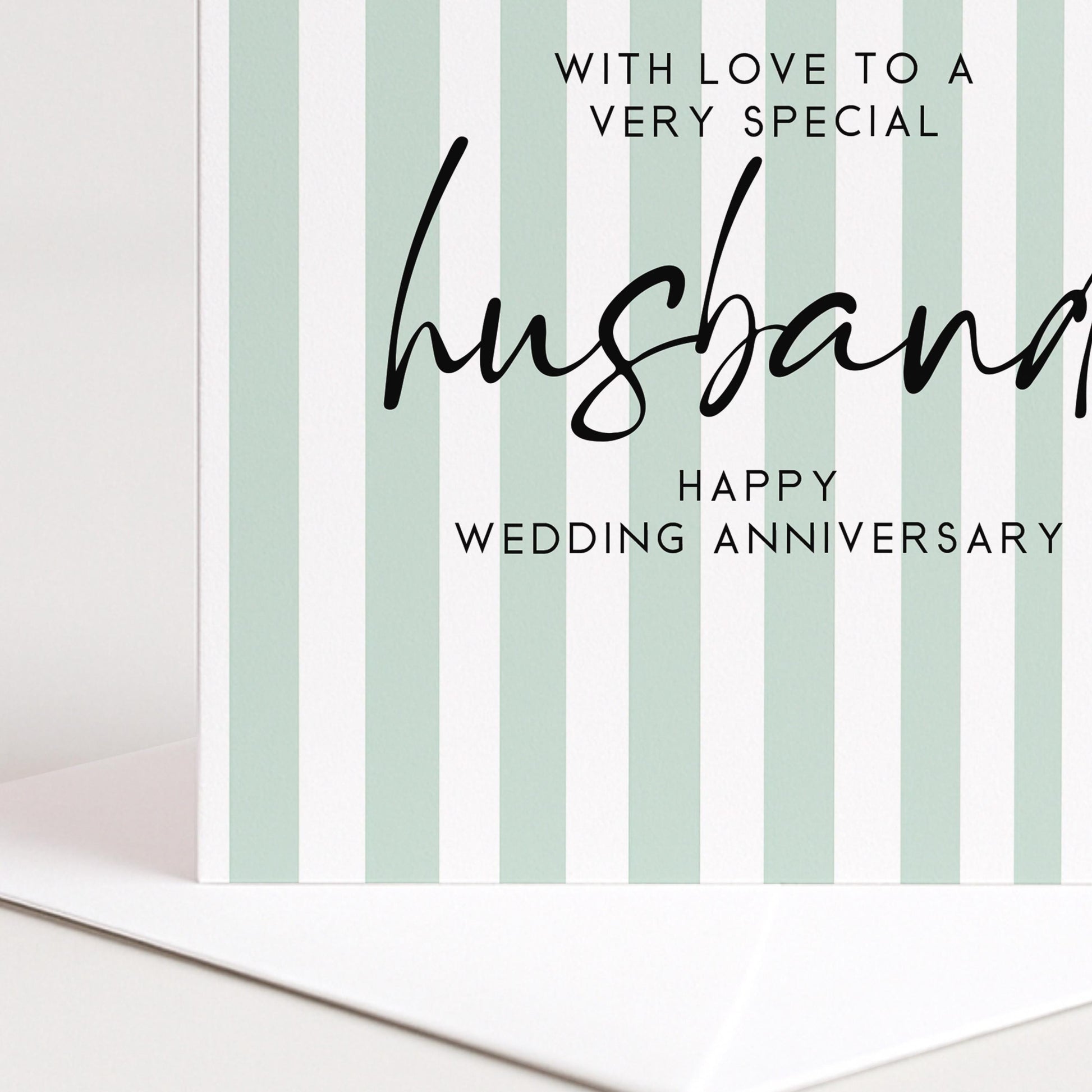 Anniversary Card Husband - Blue Stripe Personalised Romantic Greeting