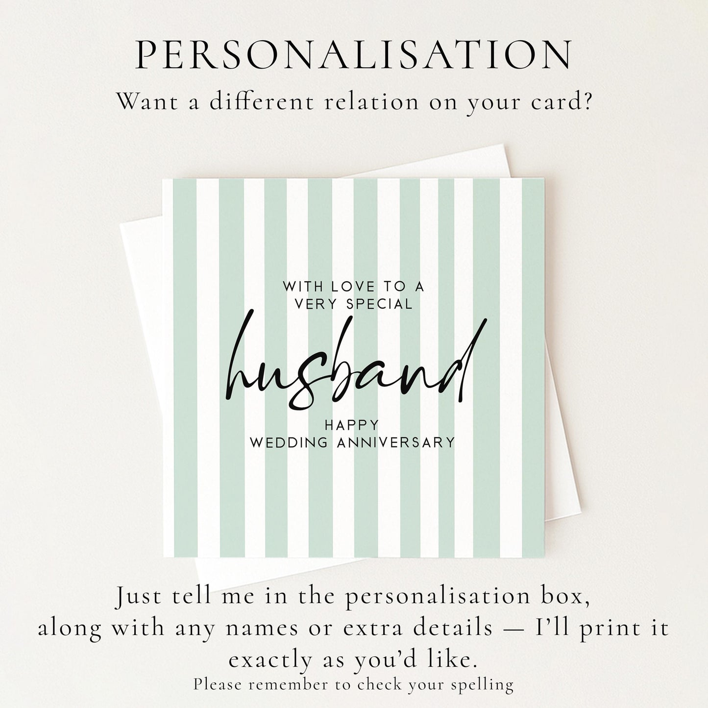 Anniversary Card Husband - Blue Stripe Personalised Romantic Greeting