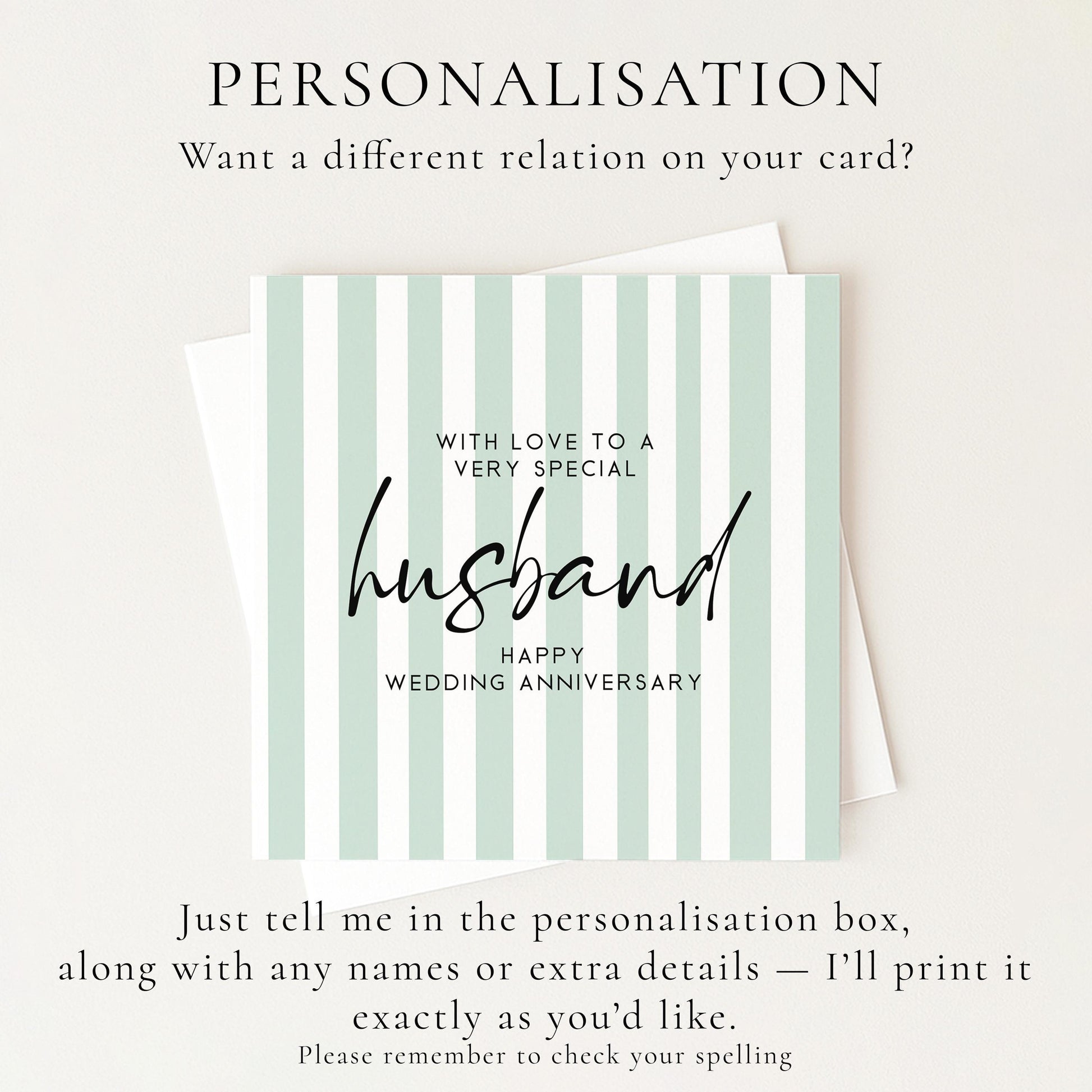 Anniversary Card Husband - Blue Stripe Personalised Romantic Greeting
