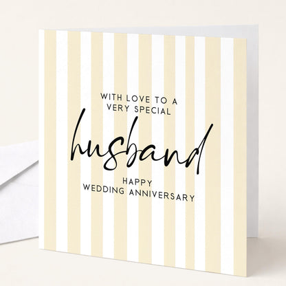 Anniversary Card Husband - Blue Stripe Personalised Romantic Greeting