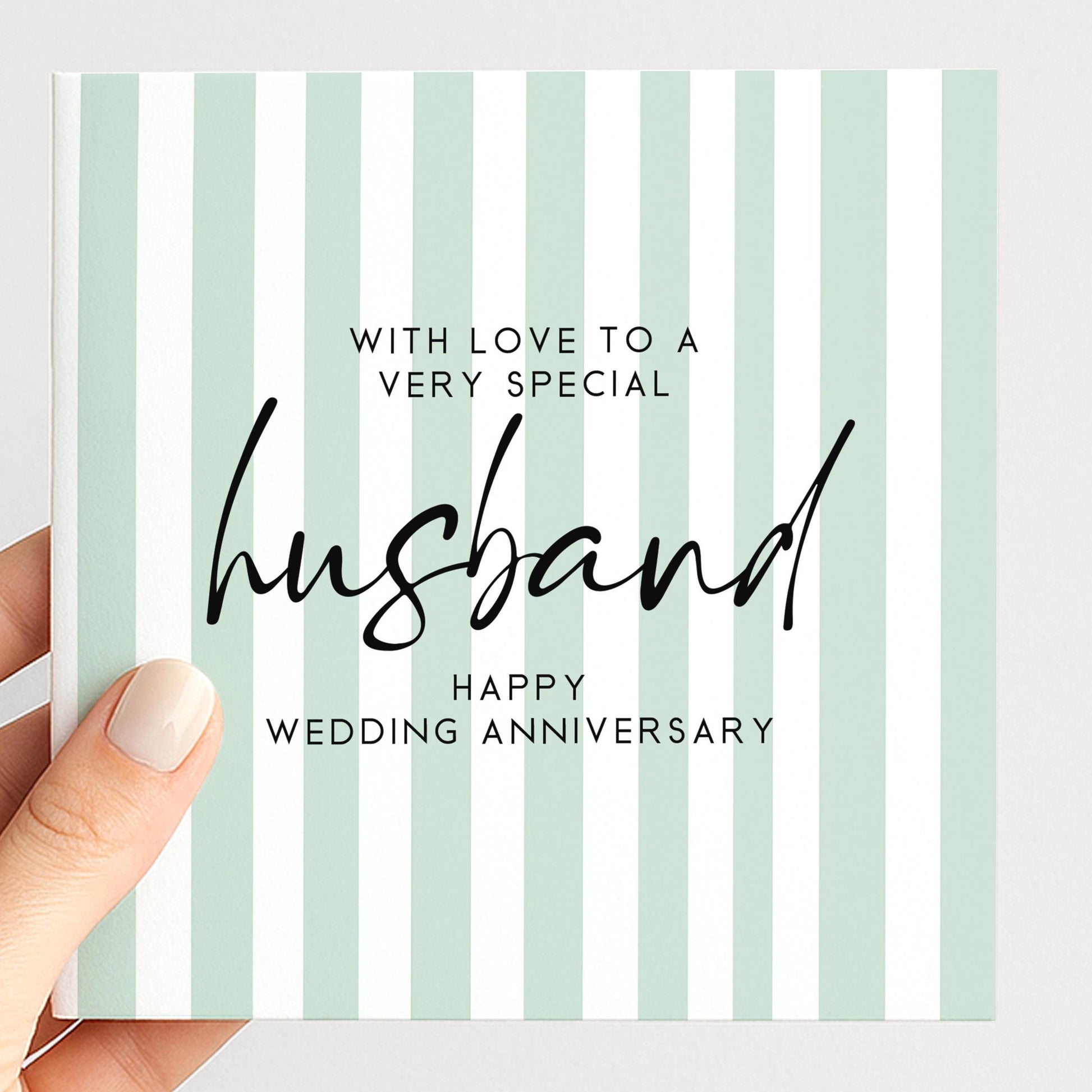 Anniversary Card Husband - Blue Stripe Personalised Romantic Greeting