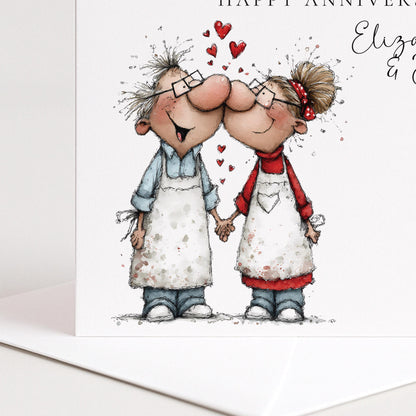 Anniversary Card Sister | Personalised Brother In Law Card With Love Kiss Illustration