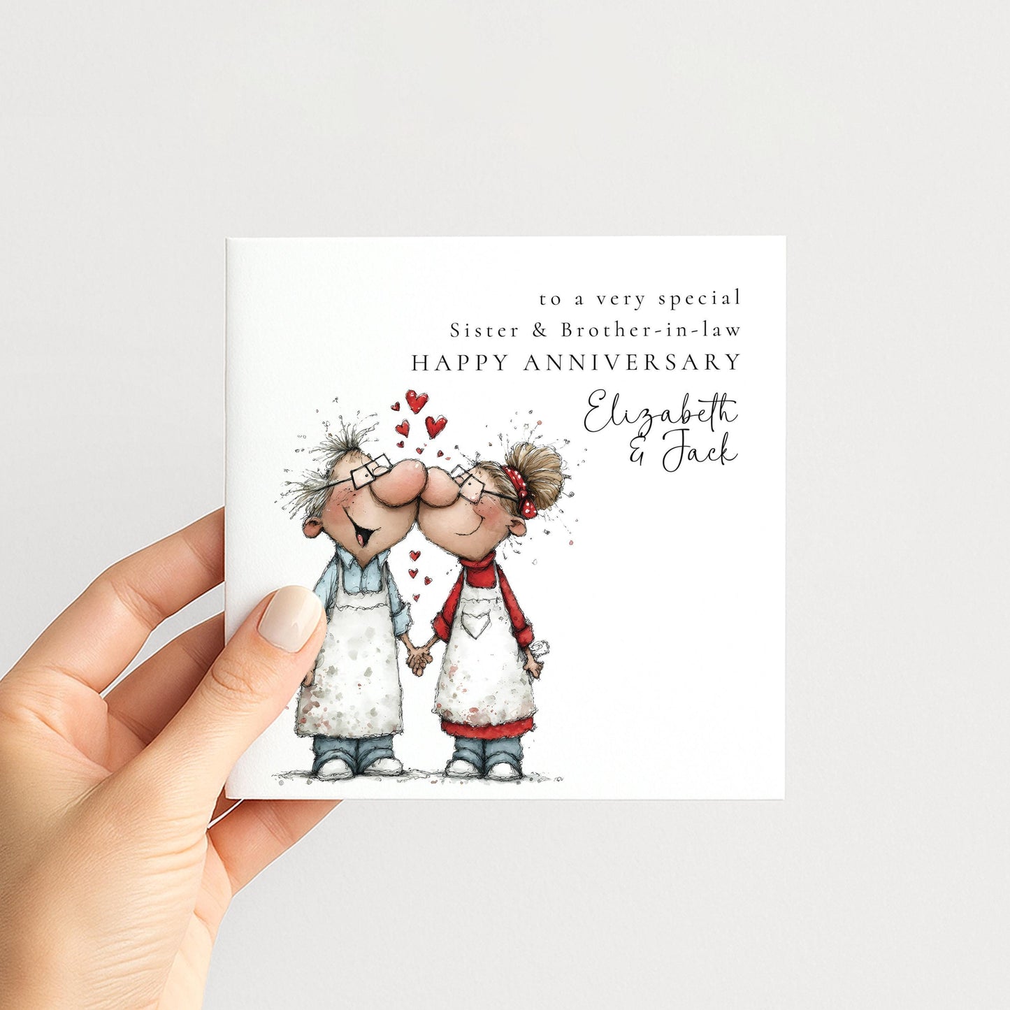 Anniversary Card Sister | Personalised Brother In Law Card With Love Kiss Illustration