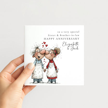 Anniversary Card Sister | Personalised Brother In Law Card With Love Kiss Illustration
