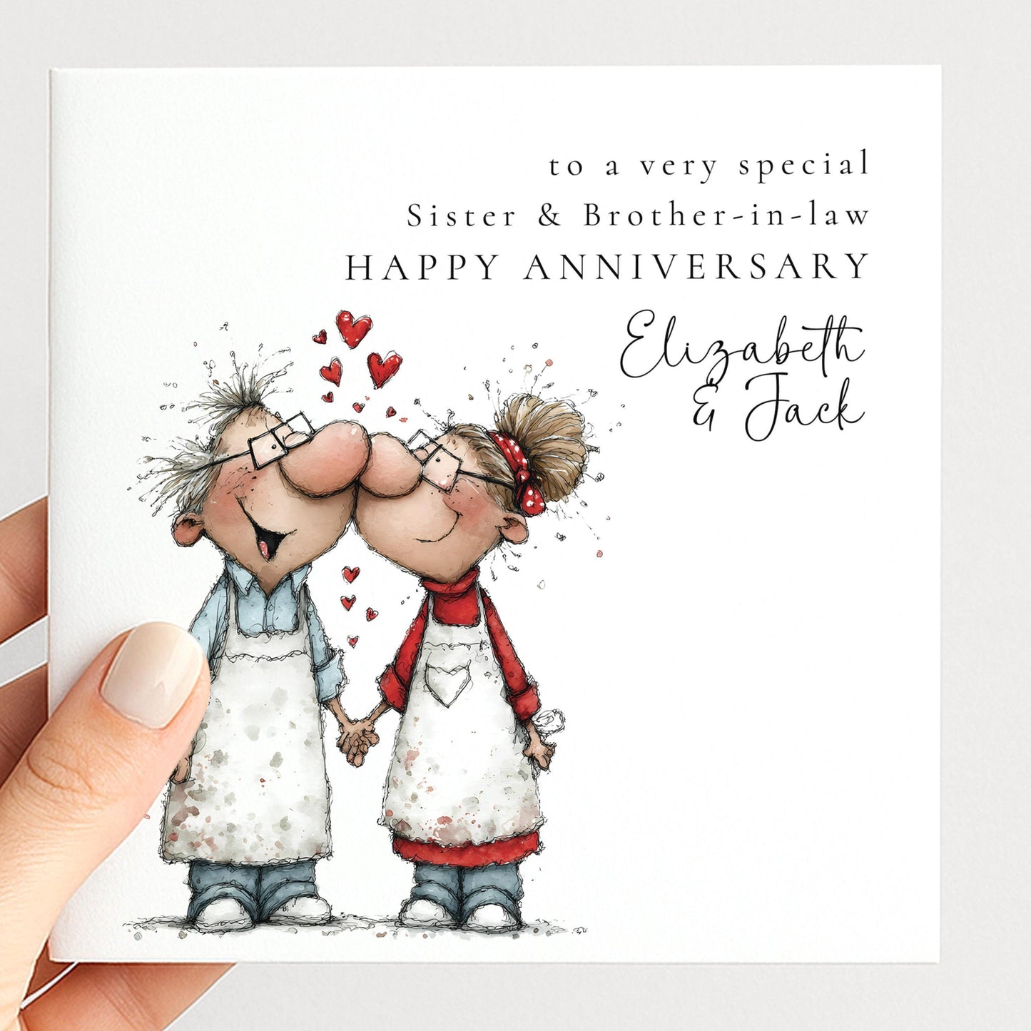 Anniversary Card Sister | Personalised Brother In Law Card With Love Kiss Illustration