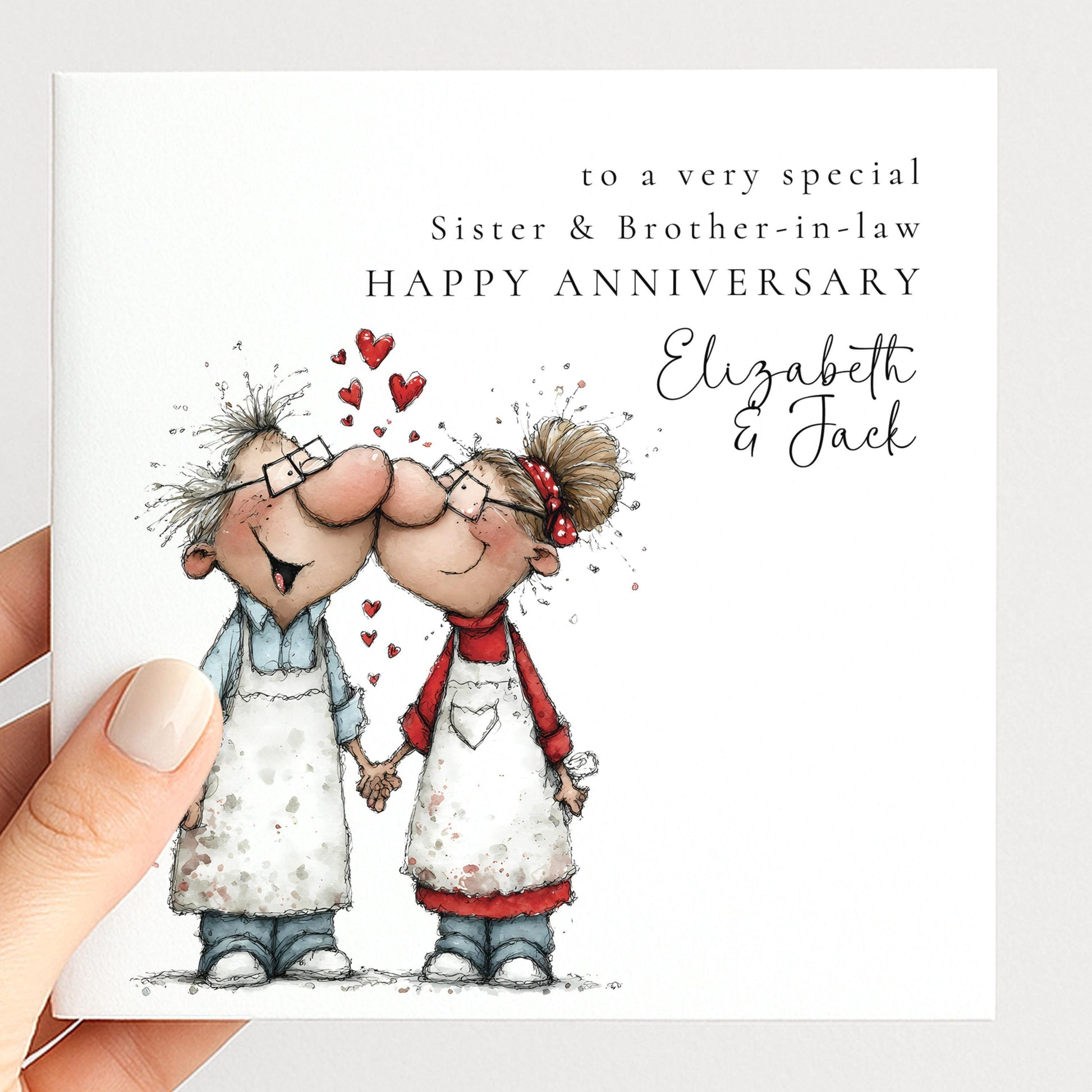 Anniversary Card Sister | Personalised Brother In Law Card With Love Kiss Illustration