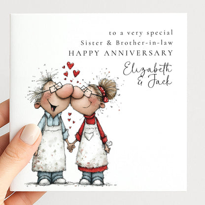 Anniversary Card Sister | Personalised Brother In Law Card With Love Kiss Illustration