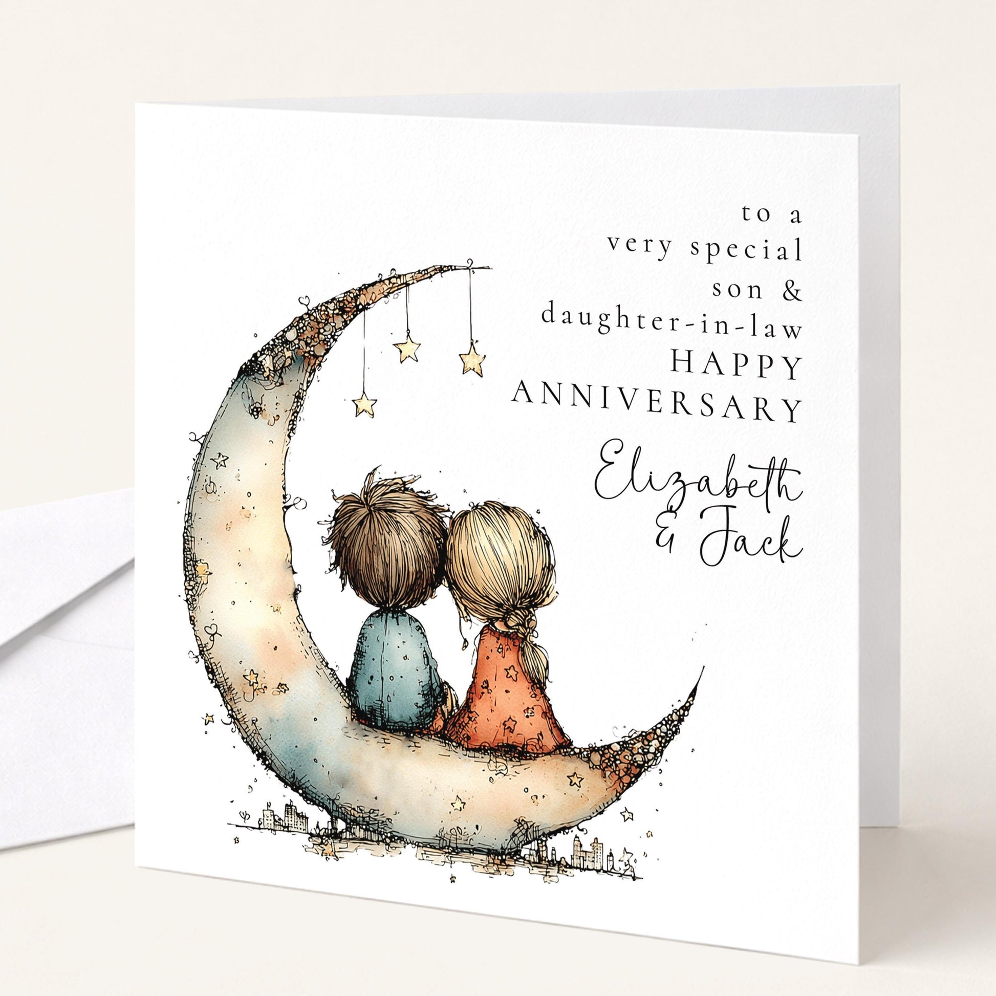 Anniversary Card Son Daughter-in-Law | Sentimental Folded Matte Card For Special Couple Gift