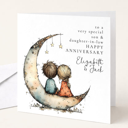 Anniversary Card Son Daughter-in-Law | Sentimental Folded Matte Card For Special Couple Gift