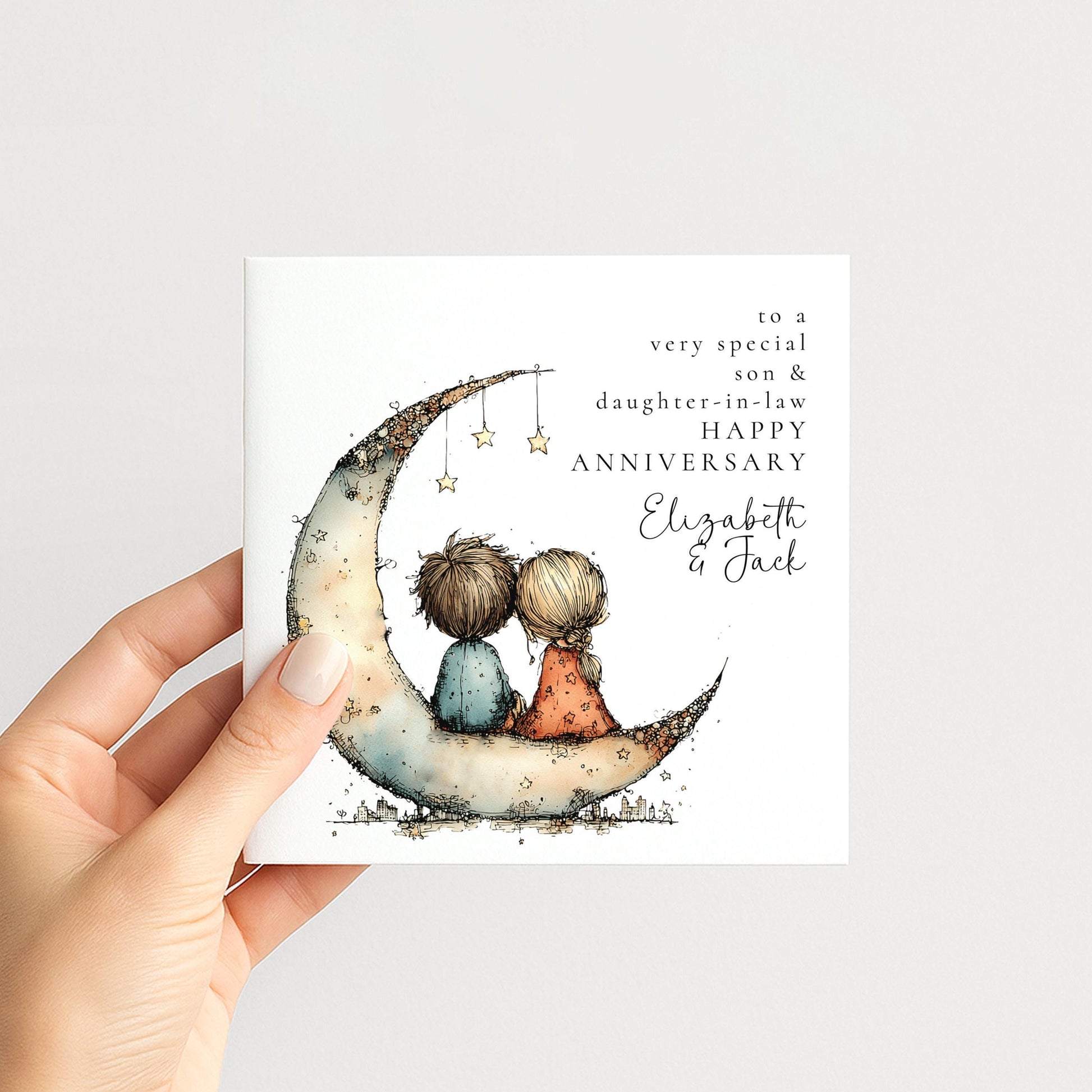 Anniversary Card Son Daughter-in-Law | Sentimental Folded Matte Card For Special Couple Gift
