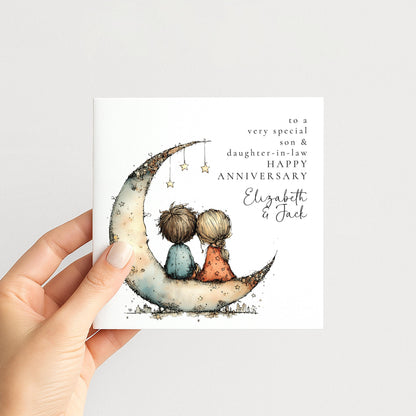 Anniversary Card Son Daughter-in-Law | Sentimental Folded Matte Card For Special Couple Gift