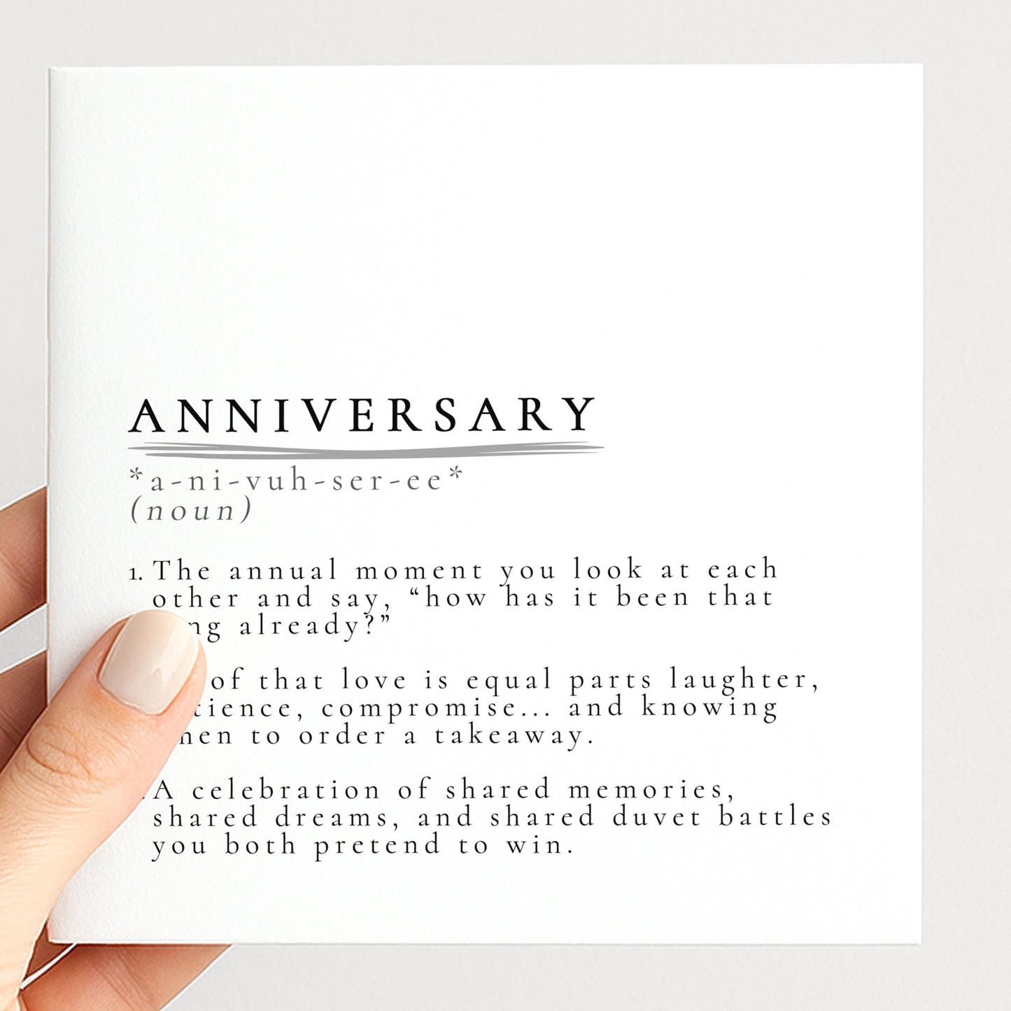 Anniversary Definition Card – Premium Matte, Minimalist Romantic Greeting