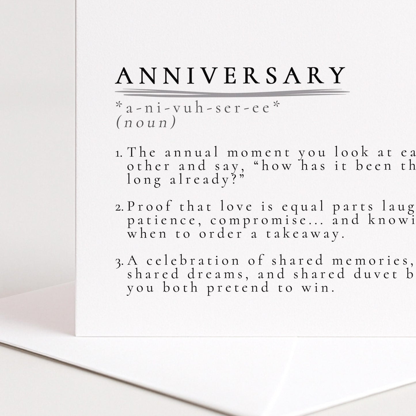 Anniversary Definition Card – Premium Matte, Minimalist Romantic Greeting
