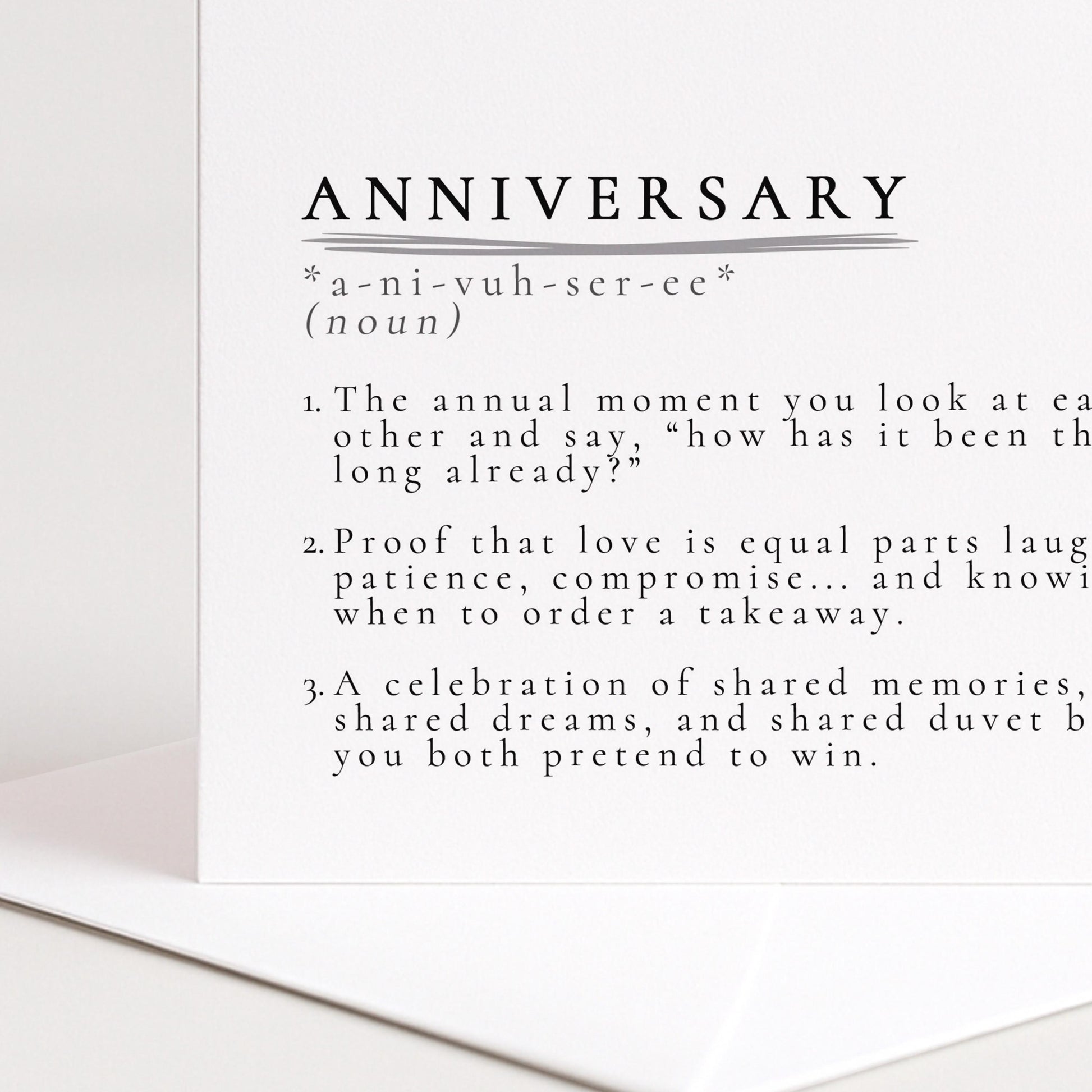 Anniversary Definition Card – Premium Matte, Minimalist Romantic Greeting