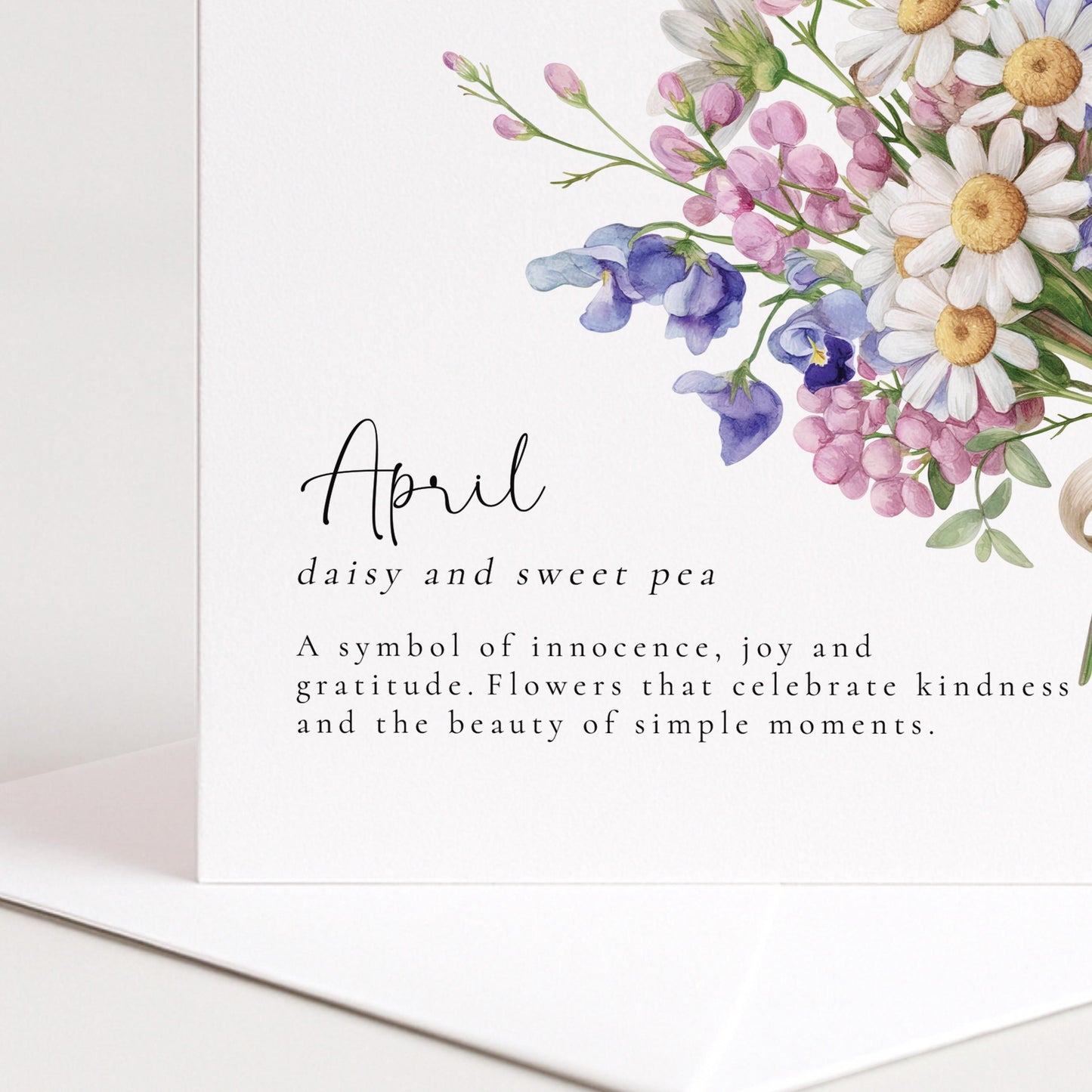 April Birth Flower Card – Floral Birthday Card with Daisy & Sweet Pea Design