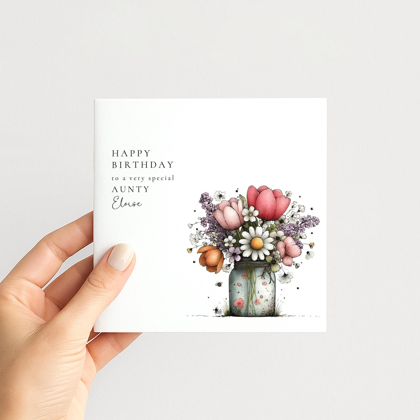 Aunty Birthday Card – Personalised Floral Design | Premium Matte Keepsake