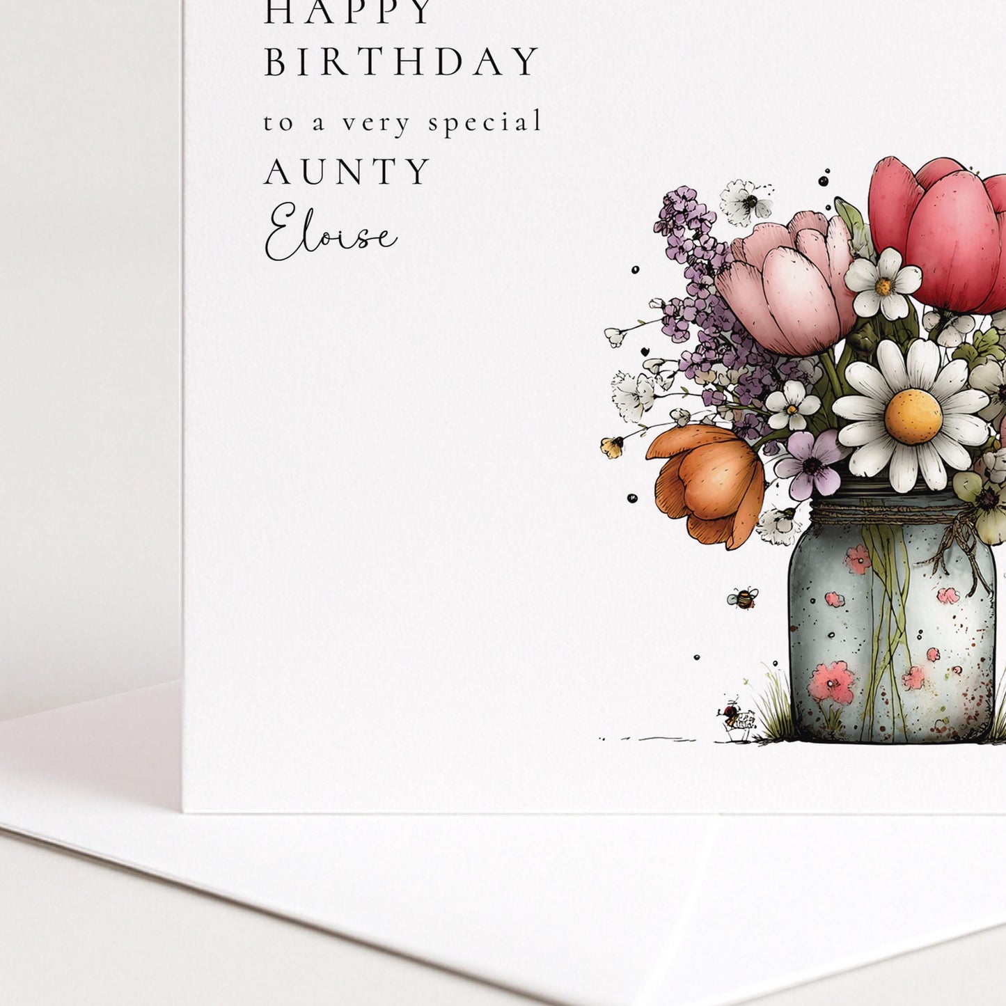 Aunty Birthday Card – Personalised Floral Design | Premium Matte Keepsake