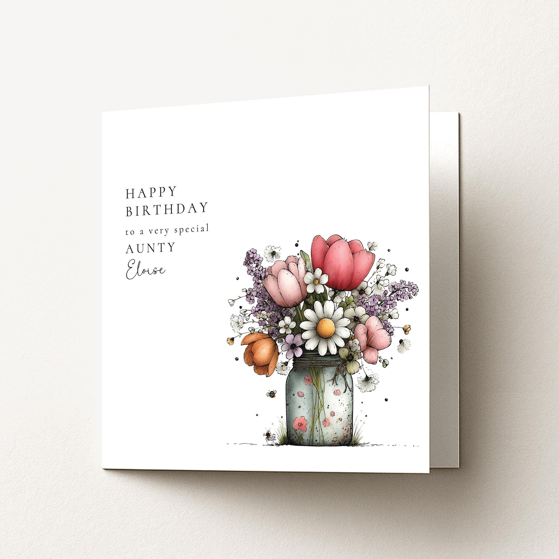 Aunty Birthday Card – Personalised Floral Design | Premium Matte Keepsake