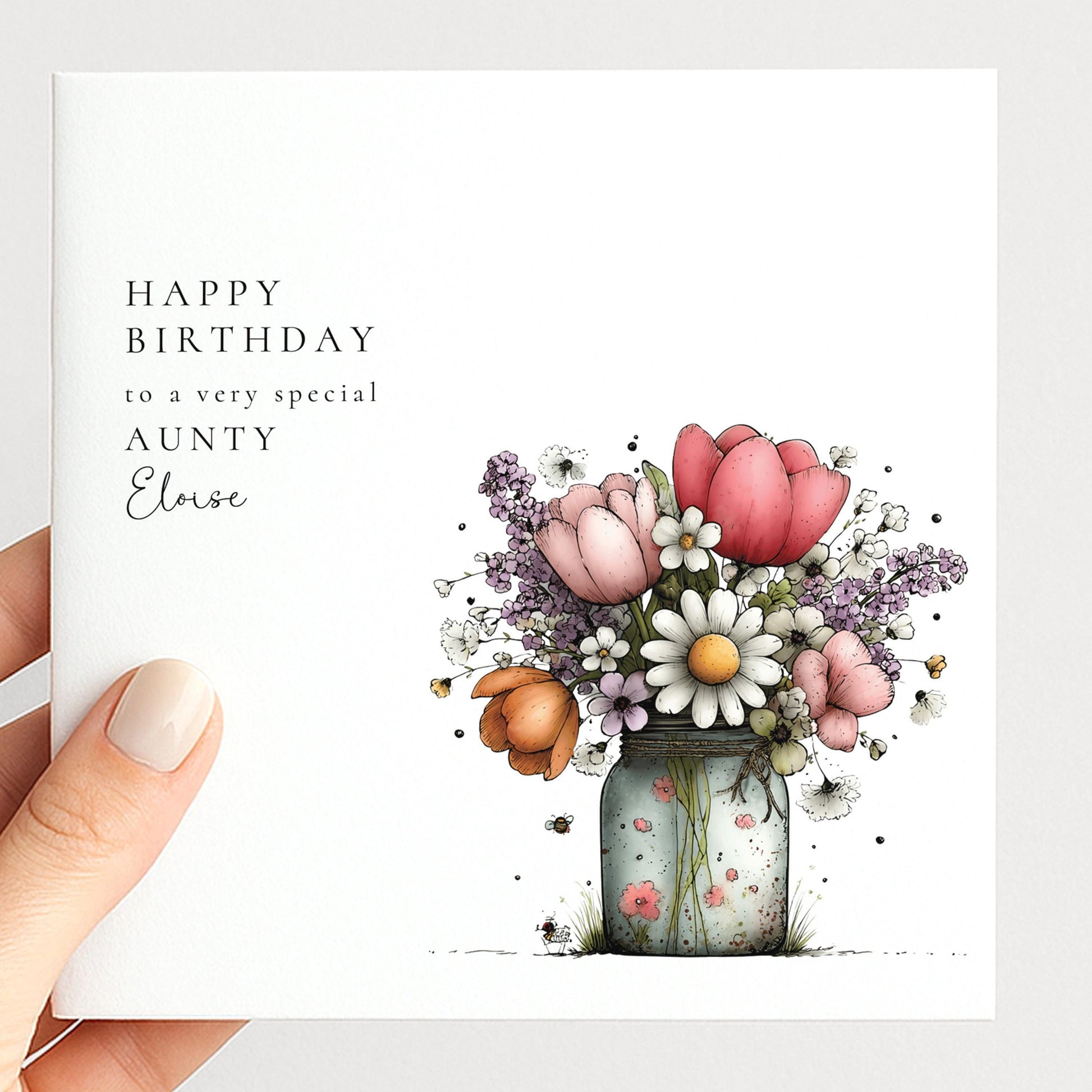 Aunty Birthday Card – Personalised Floral Design | Premium Matte Keepsake