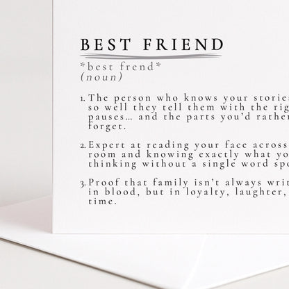 Best Friend Card – Minimalist Definition Style Friendship Card with Warm Sentiment