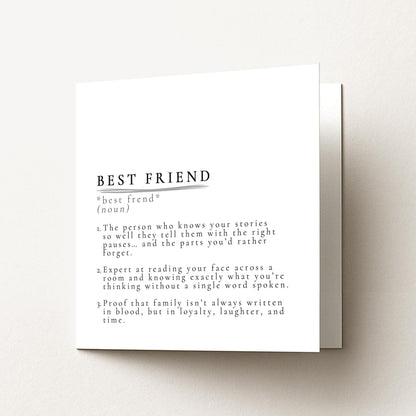 Best Friend Card – Minimalist Definition Style Friendship Card with Warm Sentiment