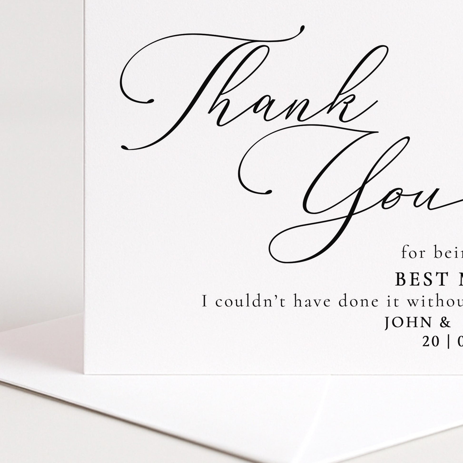 Best Man Thank You Card - Personalised Wedding Keepsake With Premium Matte Finish