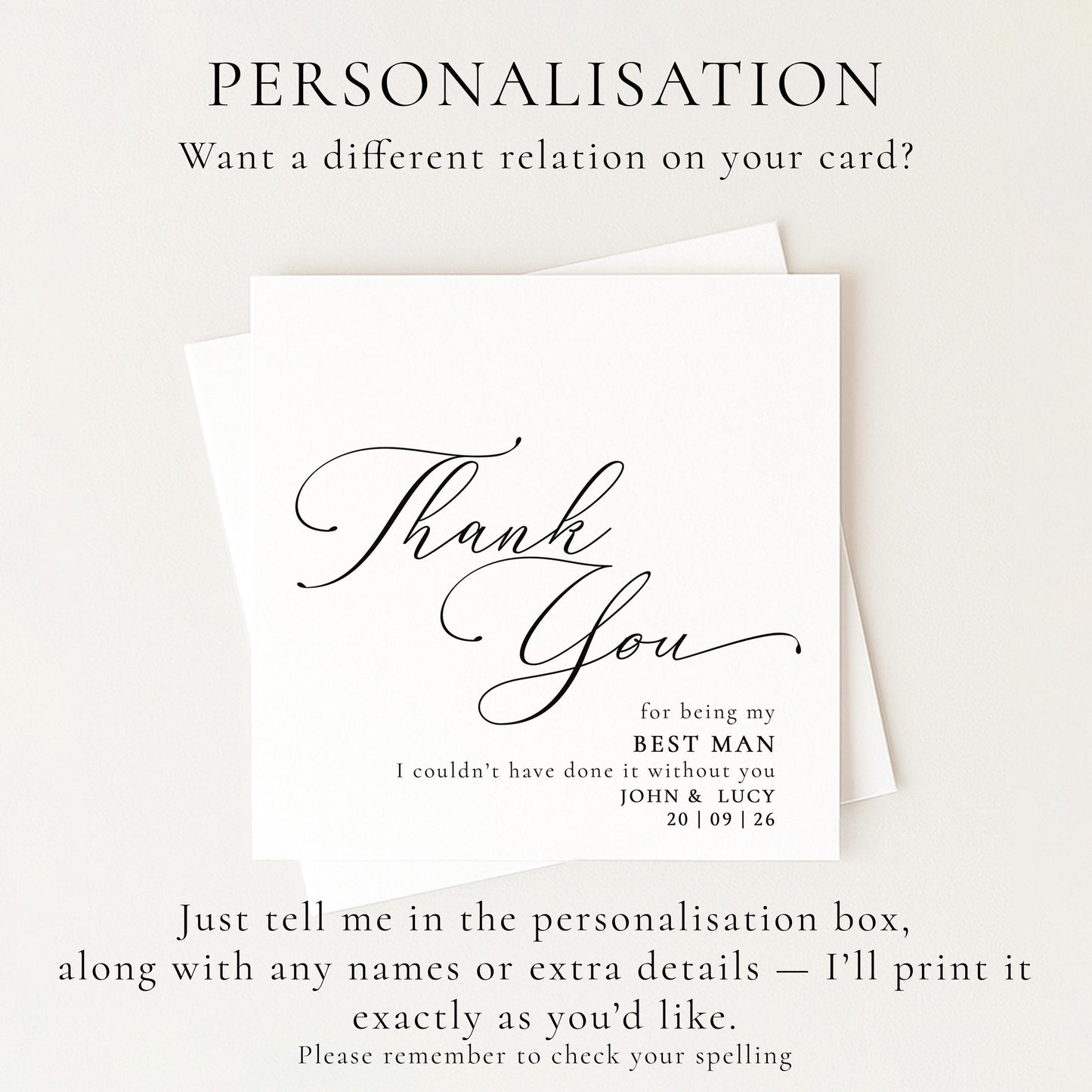 Best Man Thank You Card - Personalised Wedding Keepsake With Premium Matte Finish