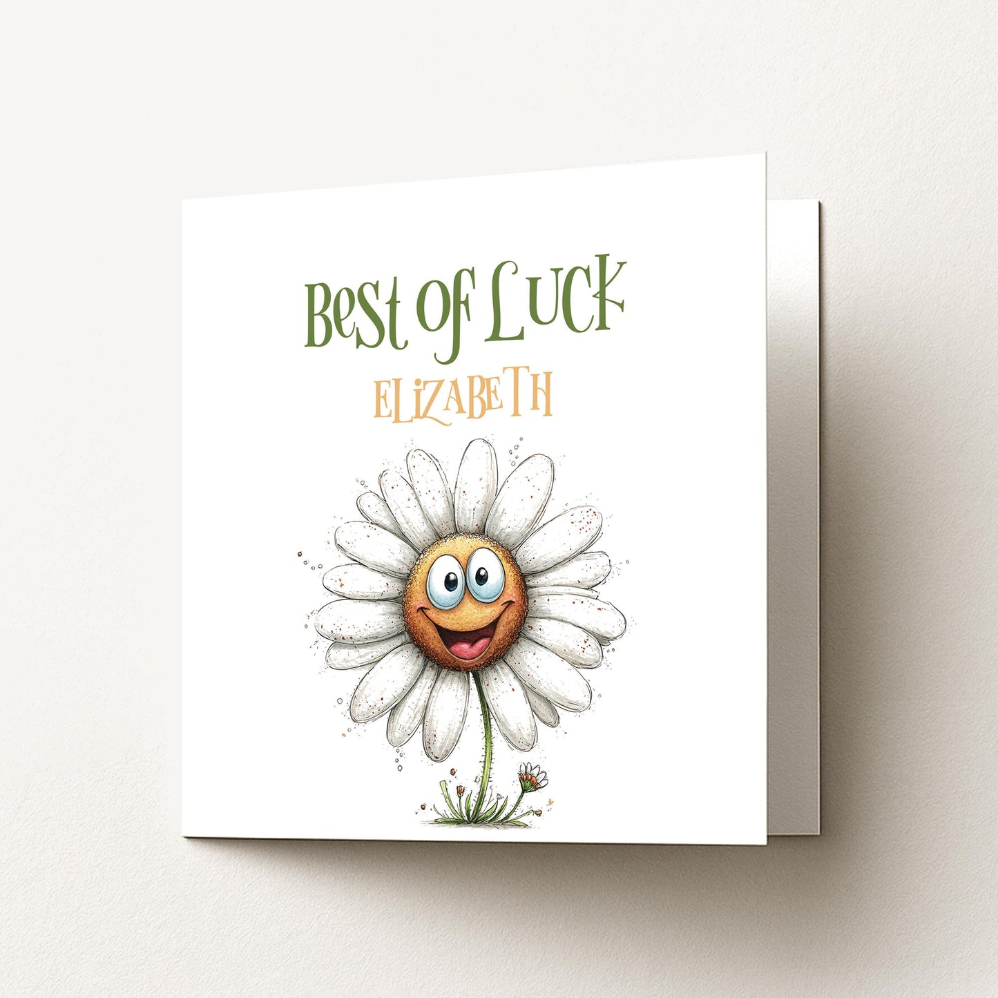 Best Of Luck Card – Personalised Goodbye Friend Card With Cheerful Daisy