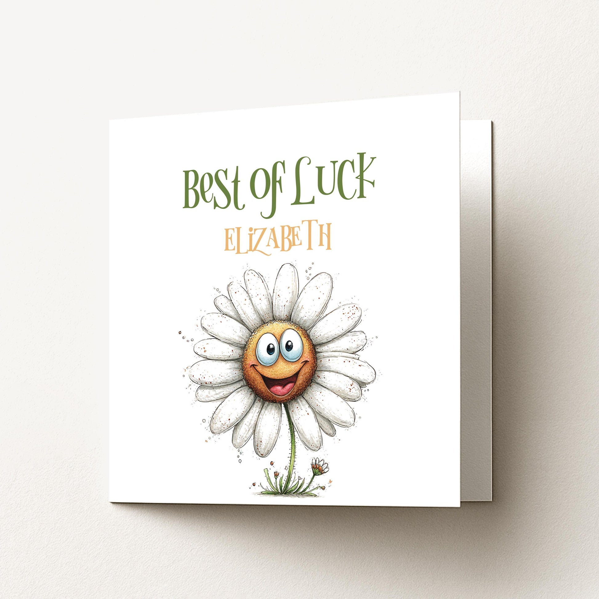 Best Of Luck Card – Personalised Goodbye Friend Card With Cheerful Daisy