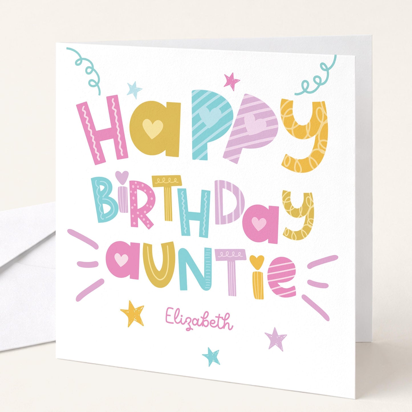 Birthday Card Auntie – Personalised Fun Auntie Card With Name | Premium Matte Folded Greeting