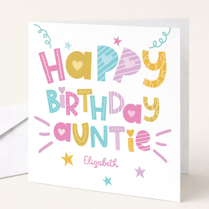 Birthday Card Auntie – Personalised Fun Auntie Card With Name | Premium Matte Folded Greeting