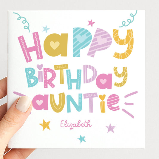 Birthday Card Auntie – Personalised Fun Auntie Card With Name | Premium Matte Folded Greeting