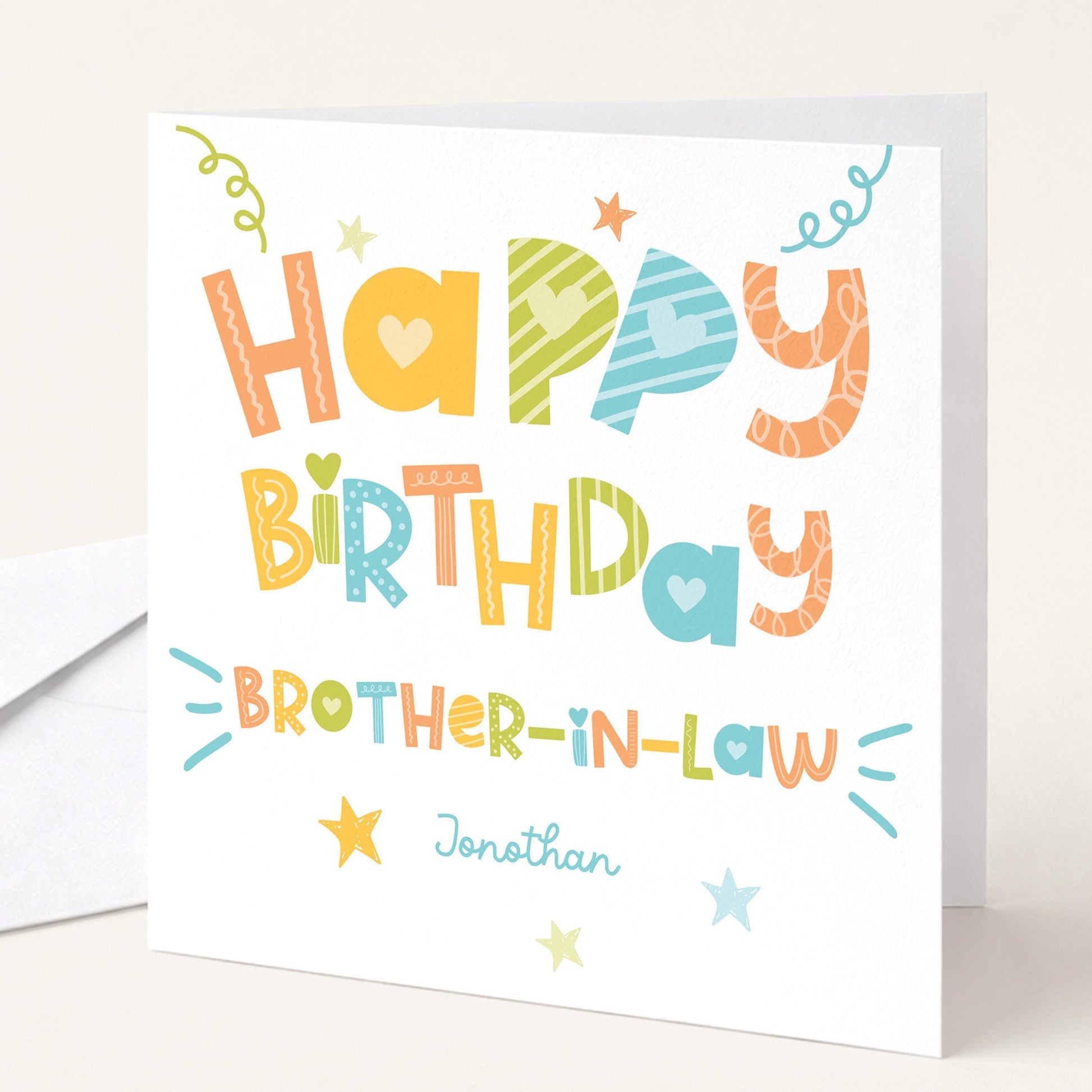 Birthday Card Brother In Law - Personalised Fun Colourful Greeting Card With Name