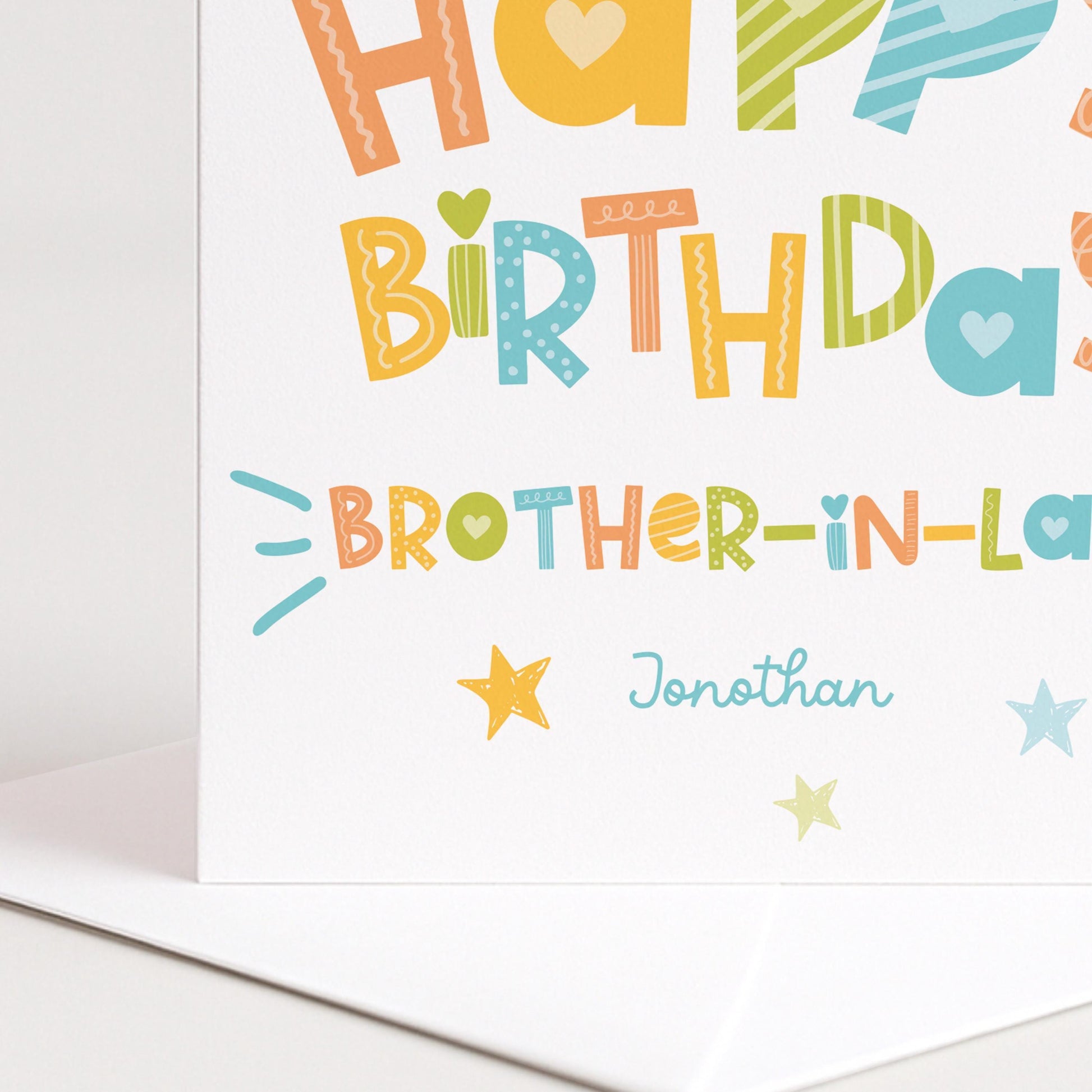 Birthday Card Brother In Law - Personalised Fun Colourful Greeting Card With Name