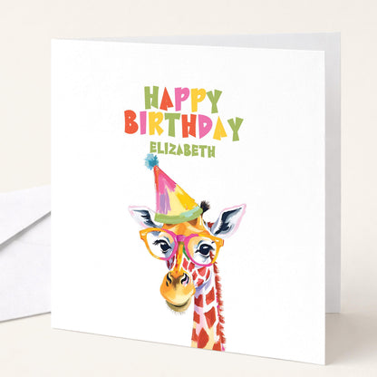 Birthday Card Child – Personalised Fun Giraffe Design With Matte Finish