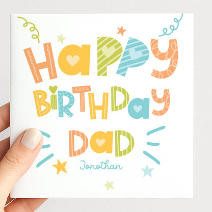 Birthday Card Dad - Personalised Fun Dad Card with Name | Cheerful Handmade Greeting